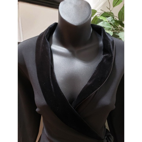 Velvet Fleur Women's Black Polyester V-Neck Long Sleeve Knee Length Dress Size 4 - Picture 2 of 14